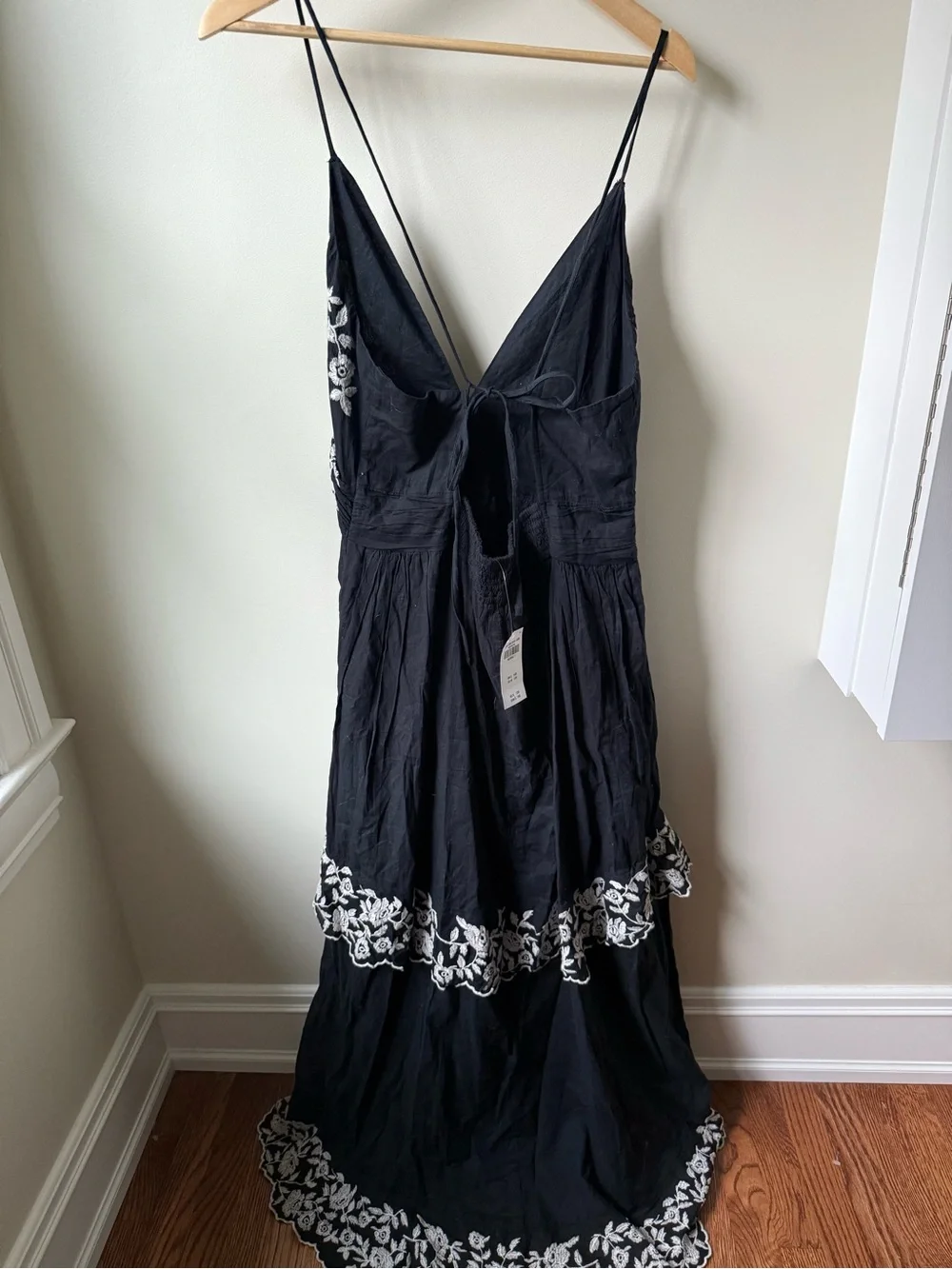 NWT ABERCROMBIE & FITCH Embroidered Floral Maxi Dress Sundress Tiered Navy XL T